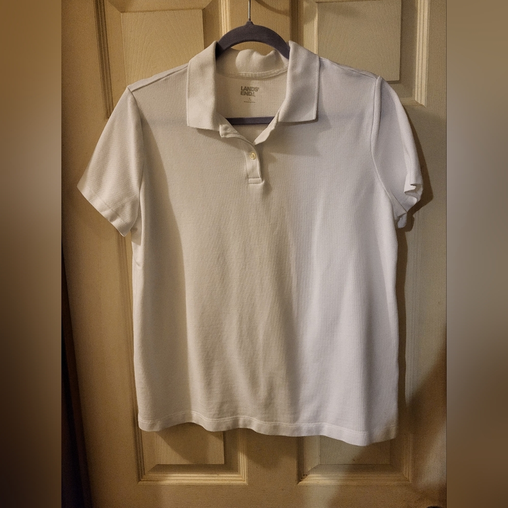 Lands' End White Polo Shirt